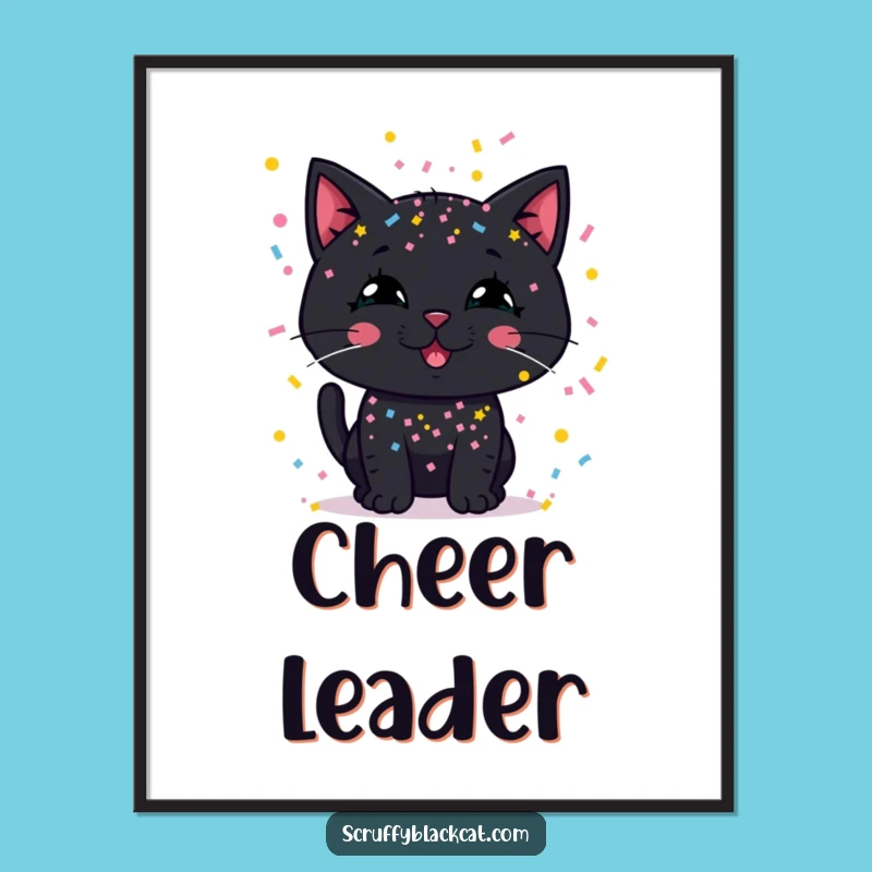 Funny Confetti Cat Digital Art Print: Hilarious Decor for Party Vibes