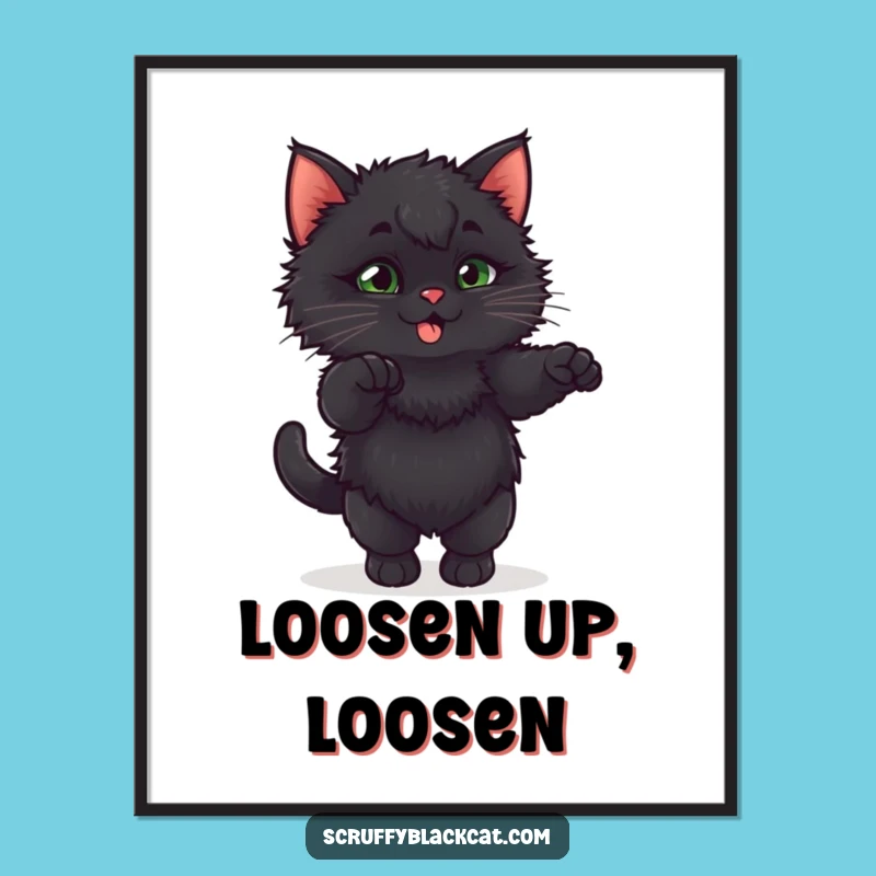 Funny Fluffy Kitten Stretch Digital Art: Instant Cuteness for Your Walls!