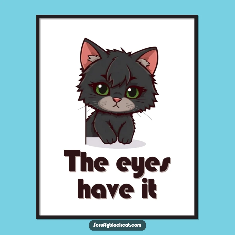 Funny Scruffy Cat Digital Art - Peek-a-Boo Printable, Instant Humorous Decor