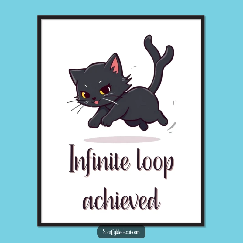 Funny Cat Chase Digital Art: Instant Merriment, Perfect Printable Funny Gift