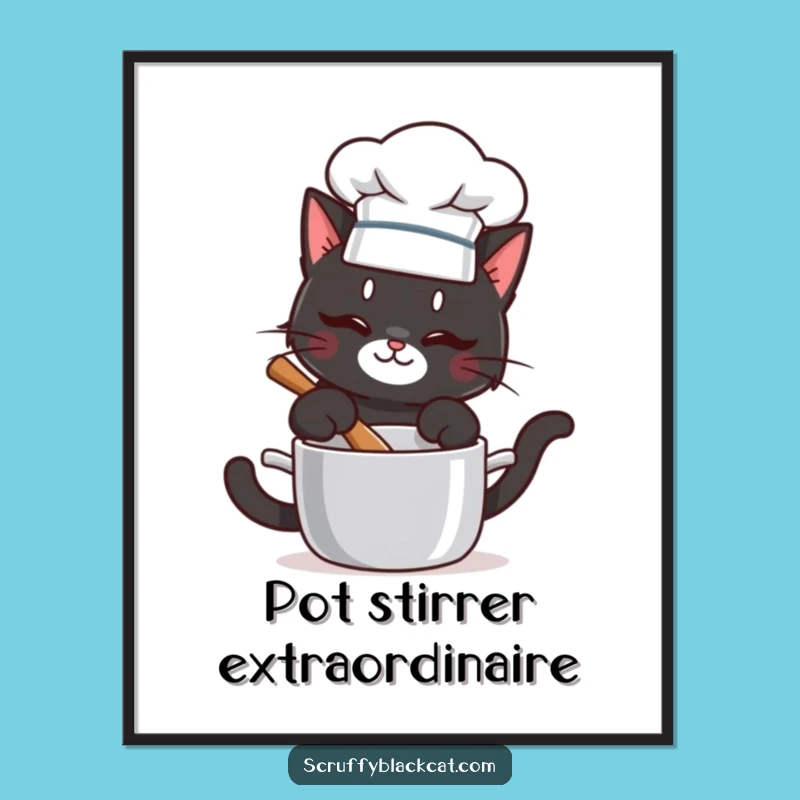 Funny Chef Cat Digital Art: Instant Kitchen Fun, Hilarious Cat Gift