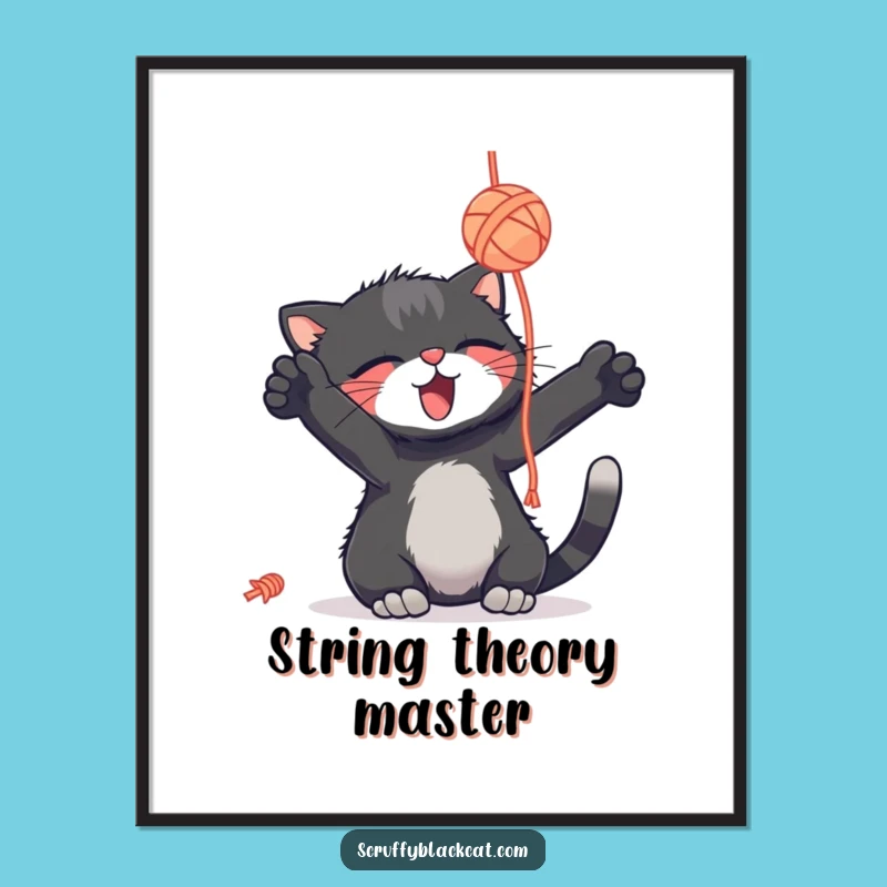 Funny Cat Yarn Ball Digital Art Print - Instant Playfulness for Your Walls