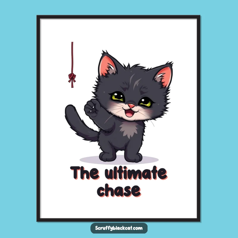 Funny Kitten String Play Digital Art - Adorable Decor Gift!