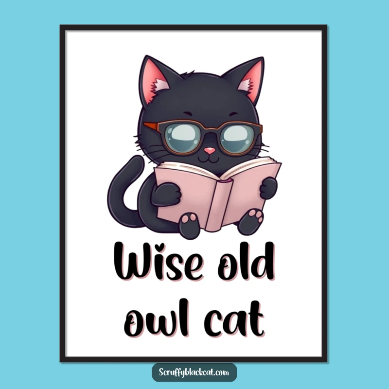 Funny Scholar Cat Art Print: Intellectual Feline Digital Gift!