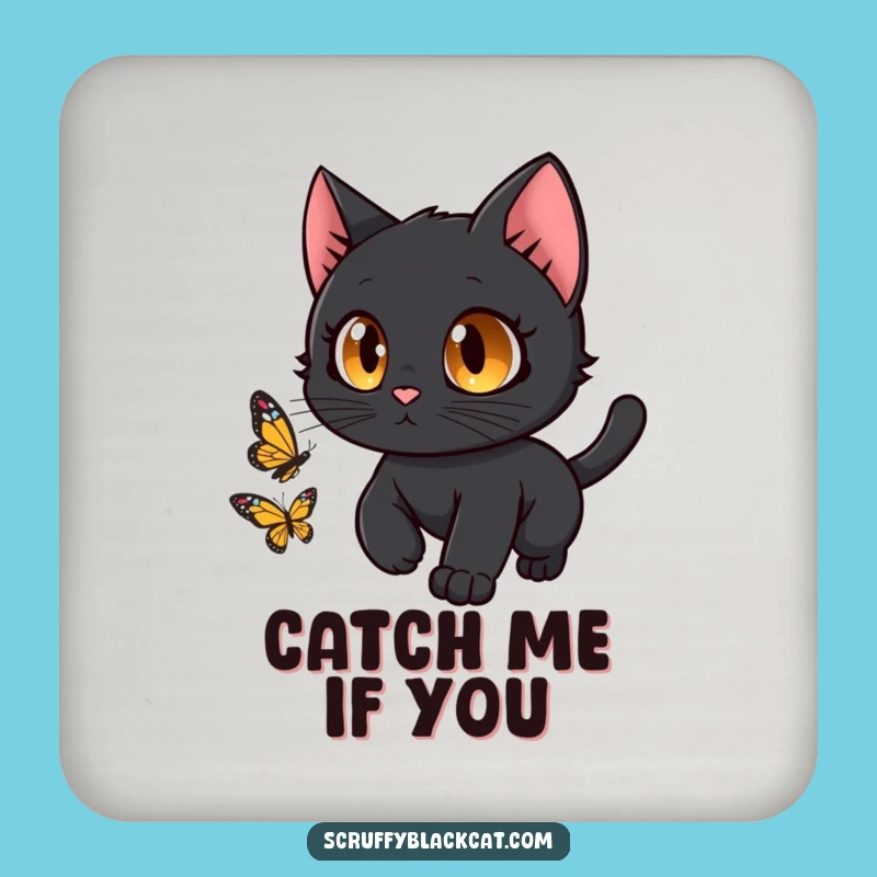 Funny Black Cat Butterfly Coasters: Protect Surfaces with Playful Style!