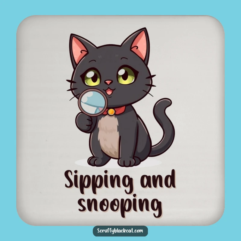 Funny Black Cat Coaster - Protect Surfaces with Style, Perfect Gift Set!