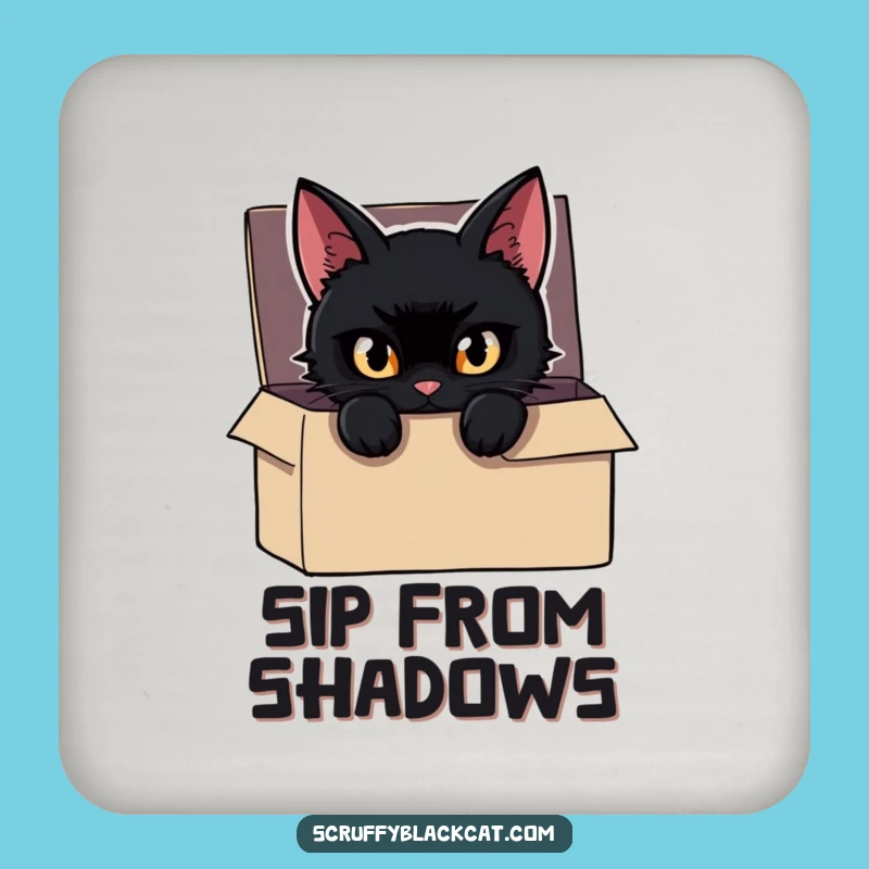 Funny Cat Coaster: Mischievous Cat Box Peek, Mysterious Table Decor, Gift