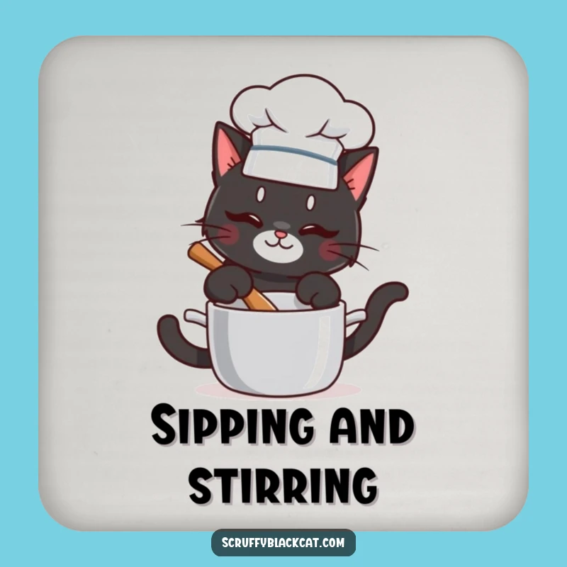 Funny Chef Cat Coaster Set: Protect Surfaces, Hilarious Cat Gift