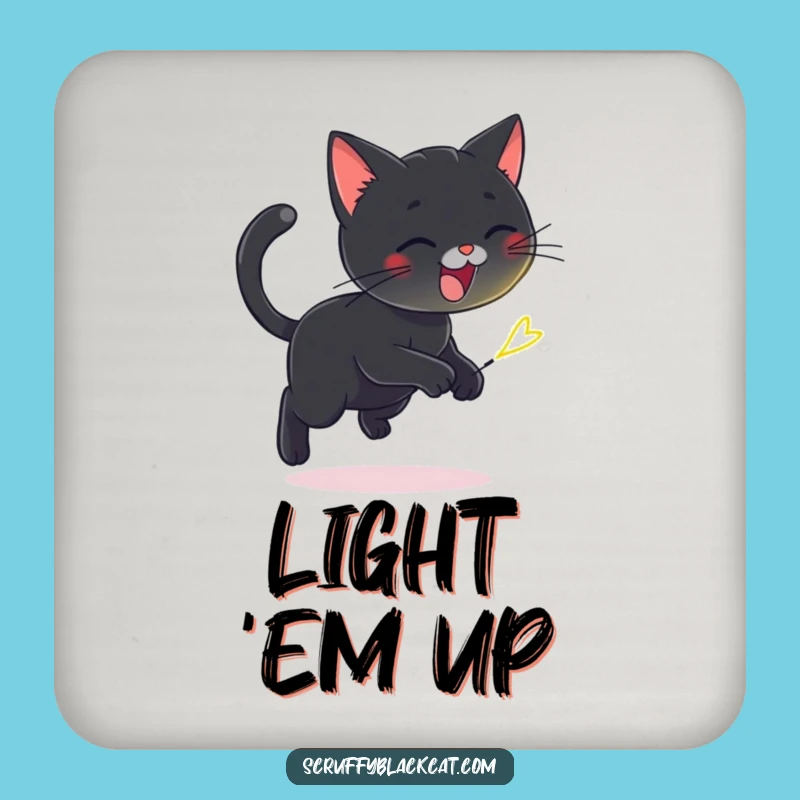 Funny Cat Firefly Chase Coaster - Protect Surfaces with Whimsical Art