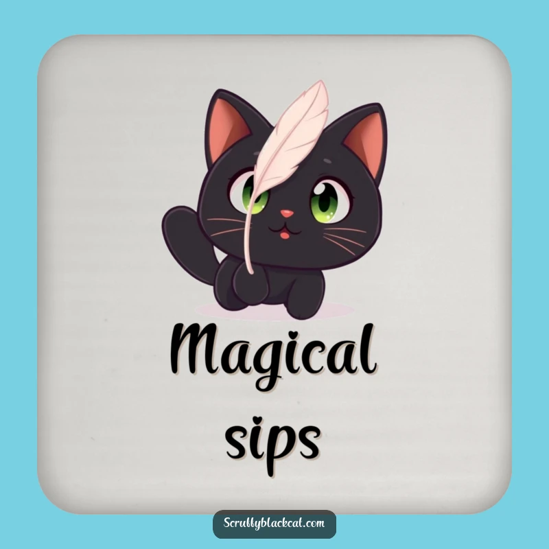 Funny Cat Feather Coaster: Amazed Cat's Protection, Charming Funny Gift Decor