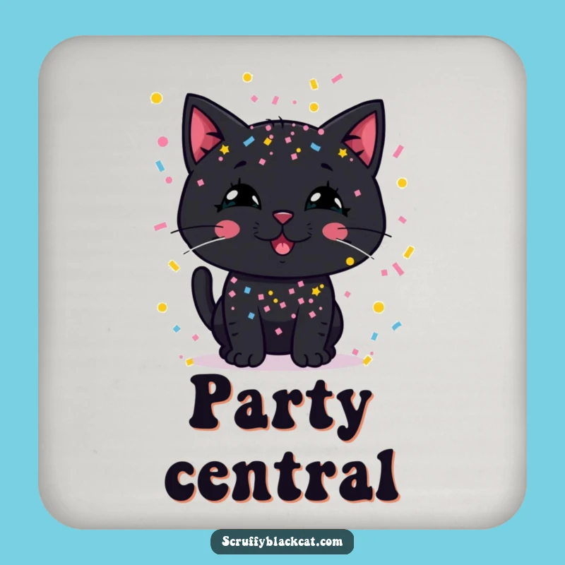 Funny Confetti Cat Coasters: Protect Surfaces with Party Flair