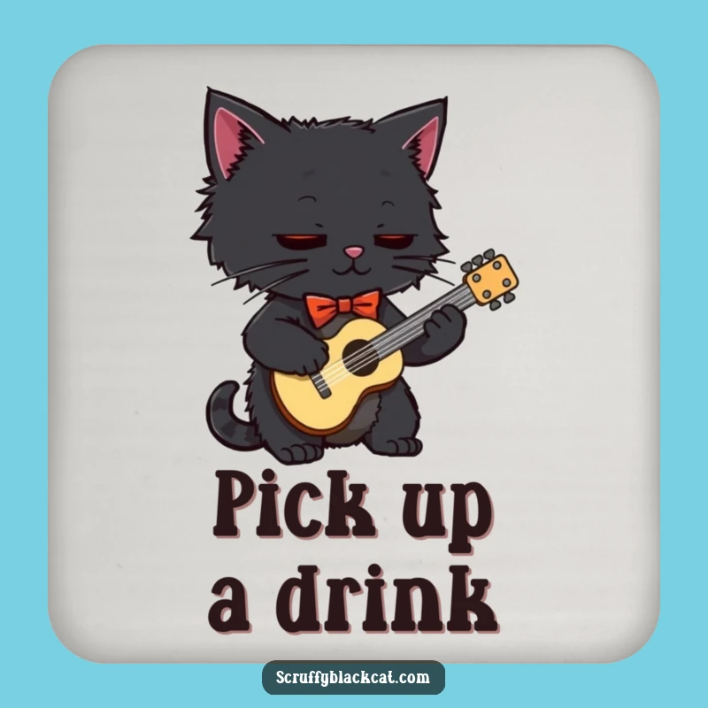 Funny Black Cat Bow Tie Coaster: Protect Surfaces with Hilarious Feline Flair