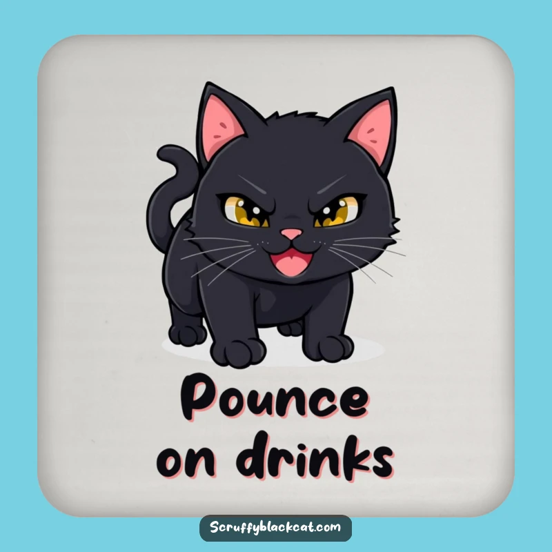 Funny Mischief Cat Pounce Coaster Set - Protect Surfaces with Hilarious Intrigue