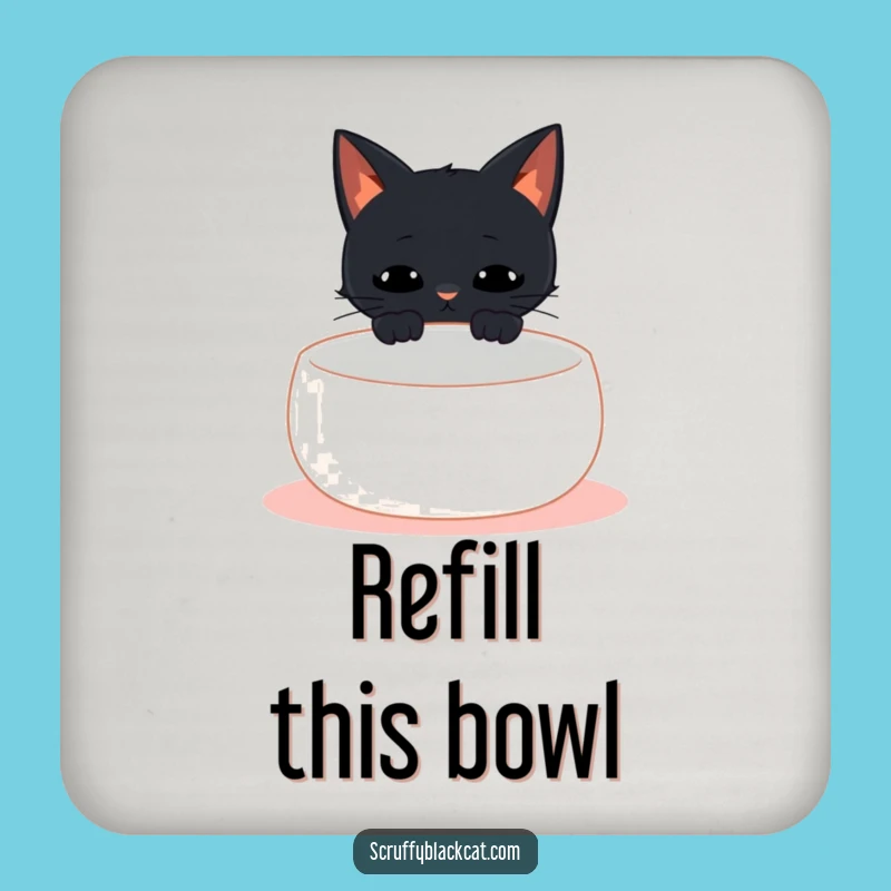 Funny Empty Bowl Cat Meow Coaster Set - Humorous Table Protection Gift