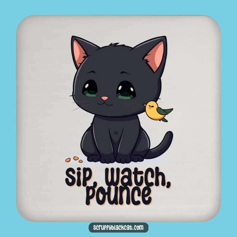 Funny Cat Gaze Coaster: Protect Surfaces with Focus, Cute Funny Gift