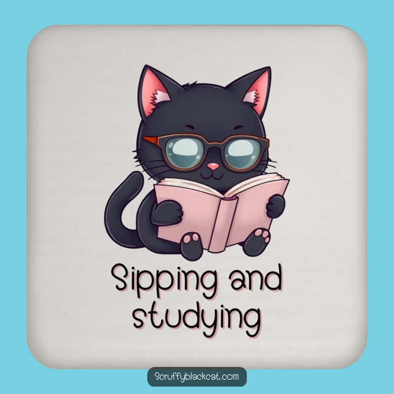 Funny Scholar Cat Coaster: Protect Surfaces with Feline Wisdom!