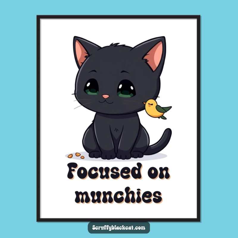 Funny Cat Birdseed Poster: Feline Focus Art, Unique Funny Gift