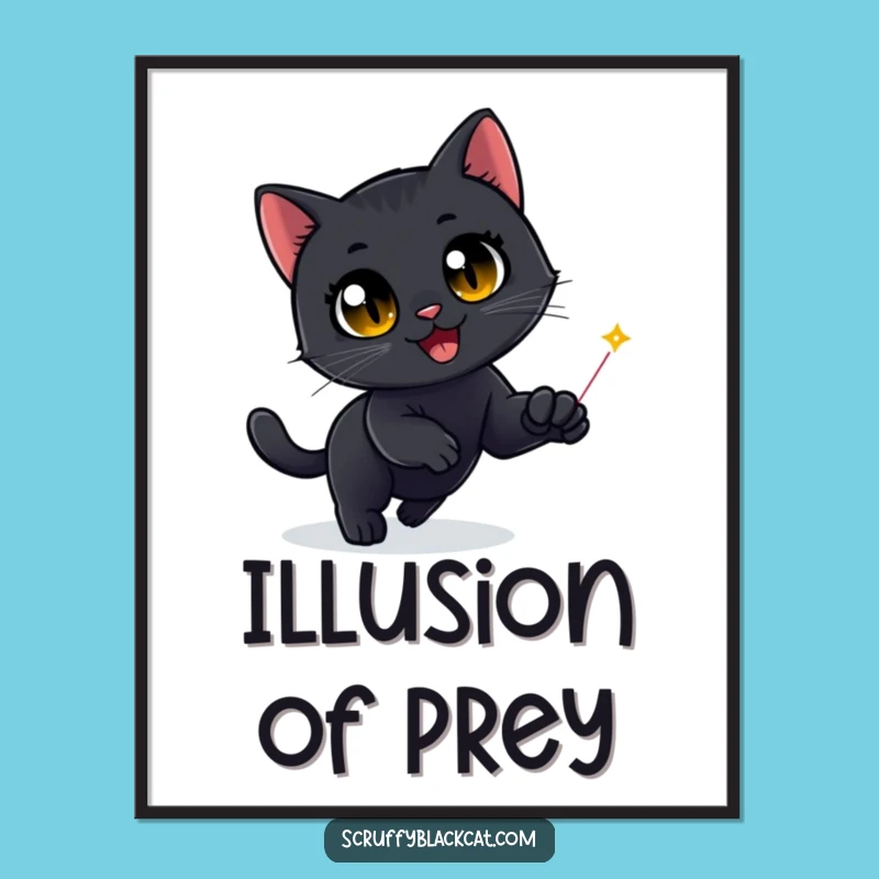 Funny Black Cat Laser Dot Poster - Hilarious Wall Art for Cat Enthusiasts