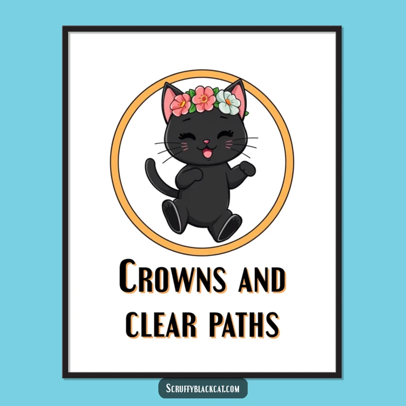 Funny Circus Cat Hoop Art Poster - Whimsical Wall Decor & Hilarious Cat Gift!