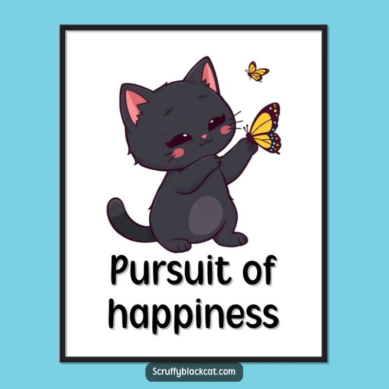 Funny Feline Butterfly Ballet Poster - Playful Wall Art & Hilarious Cat Gift!