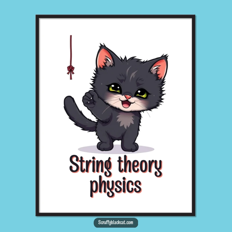 Funny Kitten String Play Poster - Adorable Wall Art Gift!