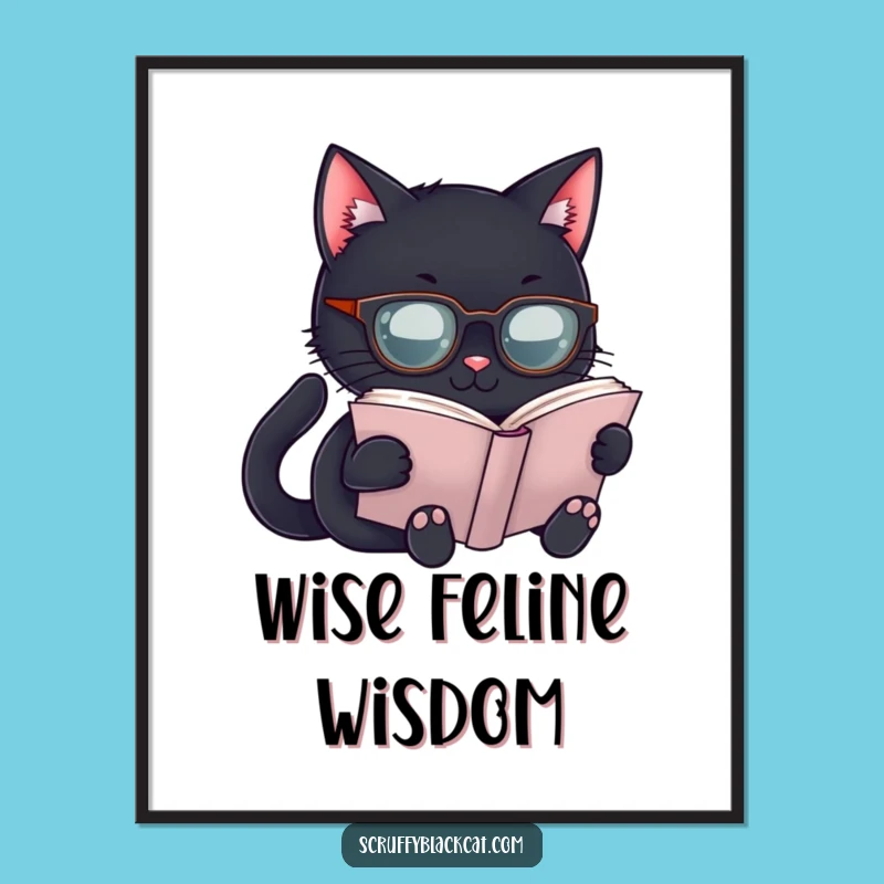 Funny Scholar Cat Poster: Intellectual Feline Art - a Hilarious Gift!