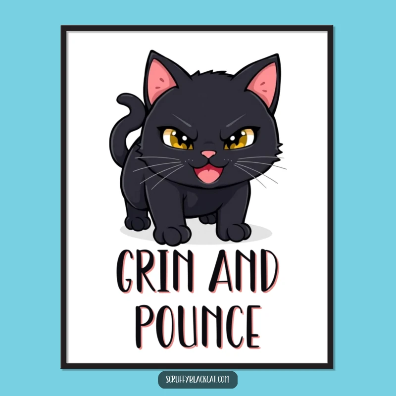 Funny Mischief Cat Pounce Poster - Hilarious Wall Art for Playful Souls