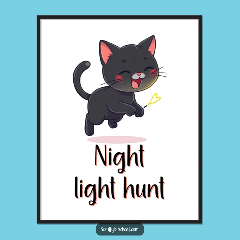 Funny Cat Firefly Chase Poster - Whimsical Wall Art & Gift