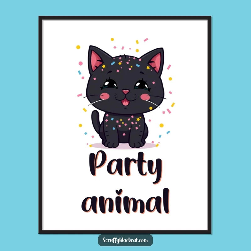 Funny Confetti Cat Poster: Hilarious Decor for Party Spaces