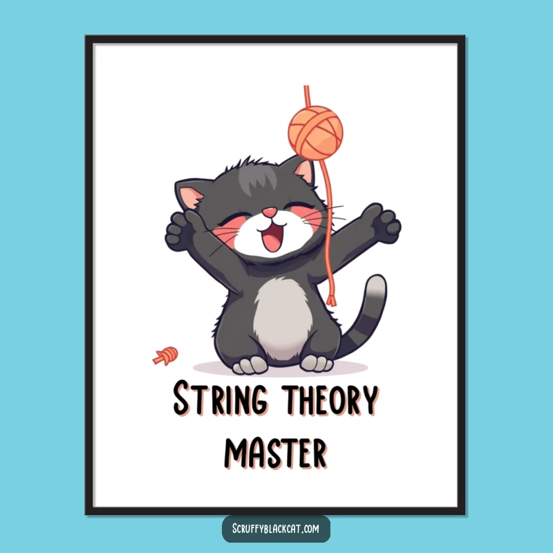 Funny Cat Yarn Ball Poster - Delightful Wall Art for Pet Lovers