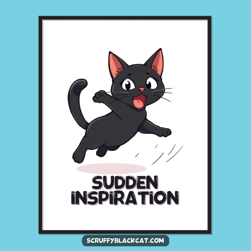 Funny Cat Poster: Startled Cat Leap, Comedic Wall Art, Unique Gift