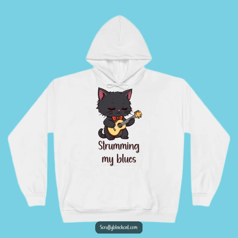 Cozy Funny Black Cat Bow Tie Hoodie: Warm Up with This Hilarious Musician Cat Gift