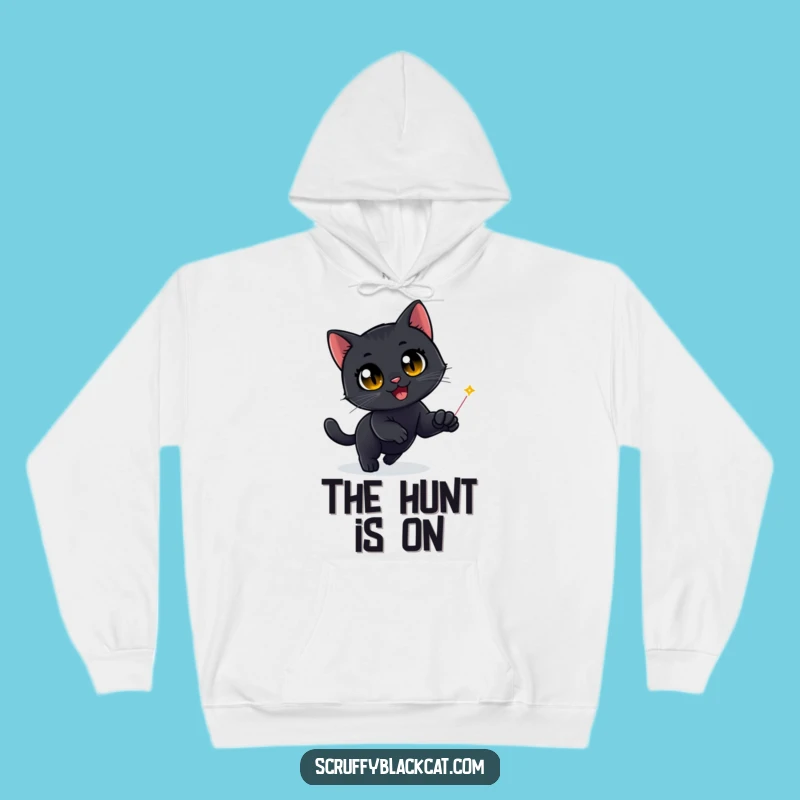 Cozy Funny Black Cat Laser Dot Hoodie - Warm & Hilarious Gift for Cat Fans
