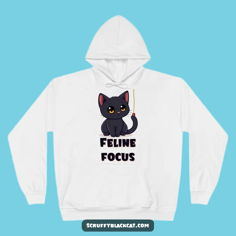 Cozy Funny Black Cat String Hoodie: Feline Fun Comfort!