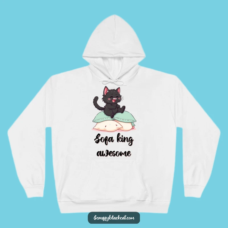 Cozy Funny Kitten Pillow Jump Hoodie: Warm, Humorous Cat Lovers Apparel