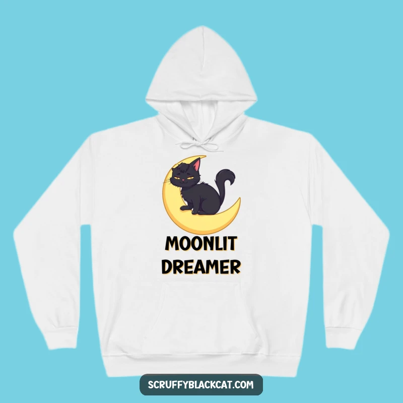 Cozy Funny Moon Cat Hoodie: Scruffy Cat Comfort, Warm Celestial Gift