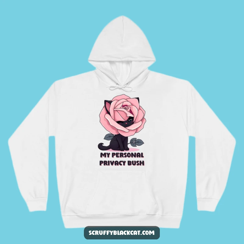 Cozy Funny Shy Black Cat Gothic Rose Hoodie: Warm & Humorous