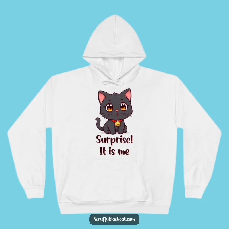 Cozy Funny Surprised Black Cat Hoodie: Warmth and Whimsy!