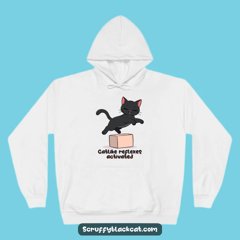 Funny Black Cat Hoodie: Cozy Comfort Meets Comical Cat Leaping, Great Gift
