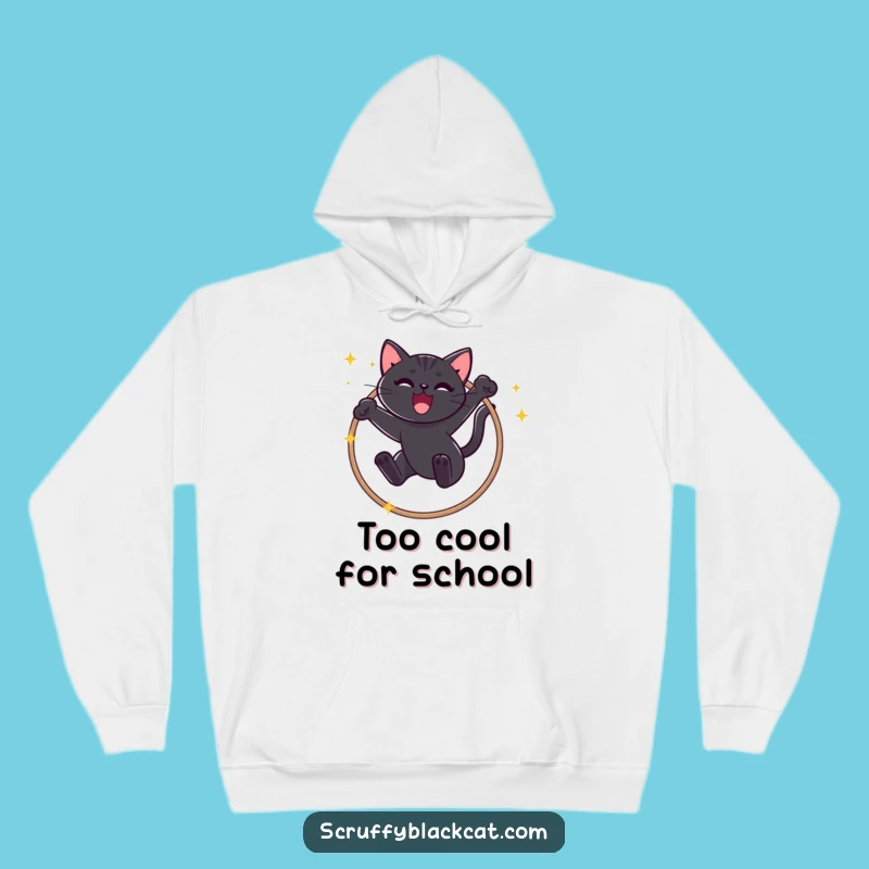 Funny Black Cat Hoop Jump Hoodie: Cozy Triumphant Meow Sweatshirt Gift