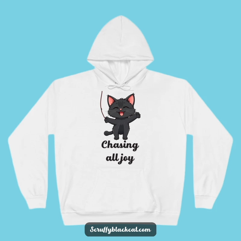 Funny Cat Hoodie: Scruffy Cat Batting String, Cozy Playful Vibes, Humorous Gift
