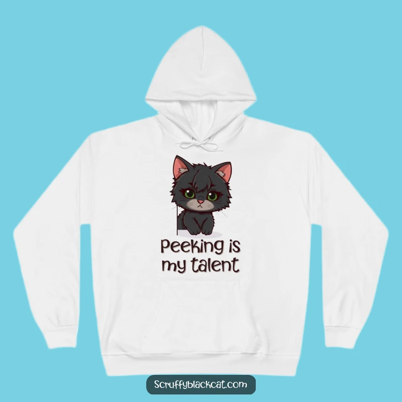 Funny Scruffy Cat Hoodie - Cozy Peek Design, Warm & Hilarious Gift