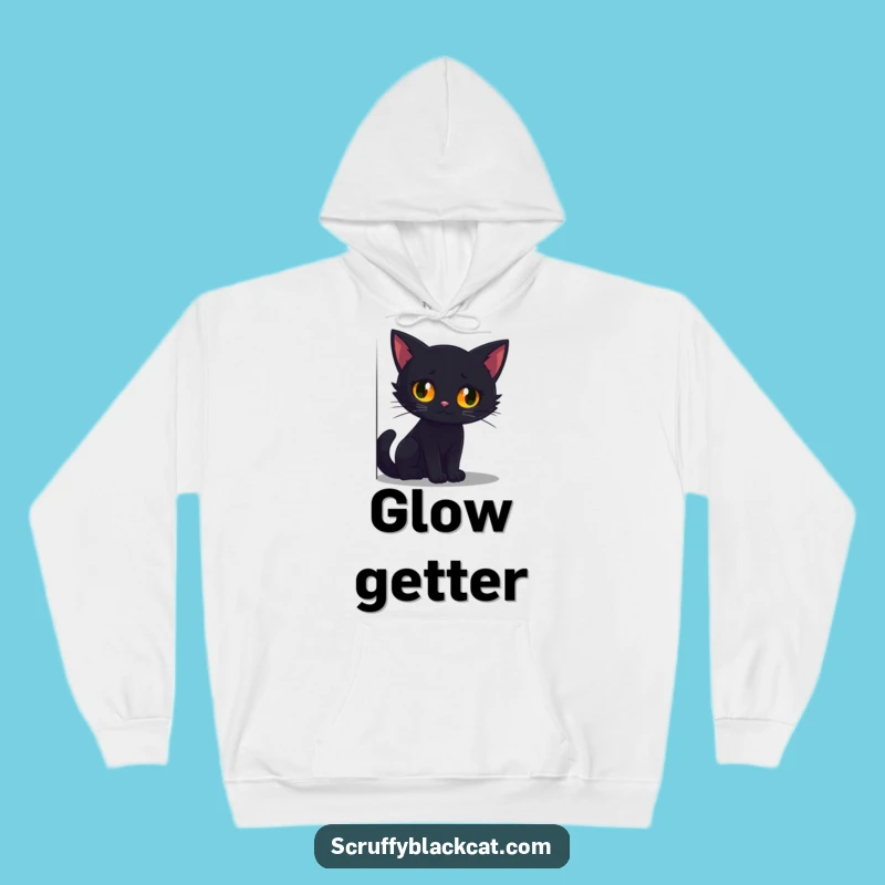 Cozy Funny Black Cat Glowing Eyes Hoodie - Spooky & Warm Humorous Apparel