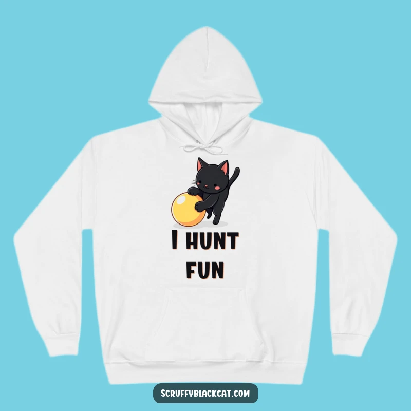 Funny Cat Pounce Power Hoodie: Cozy Energetic Cat, Warm Funny Gift