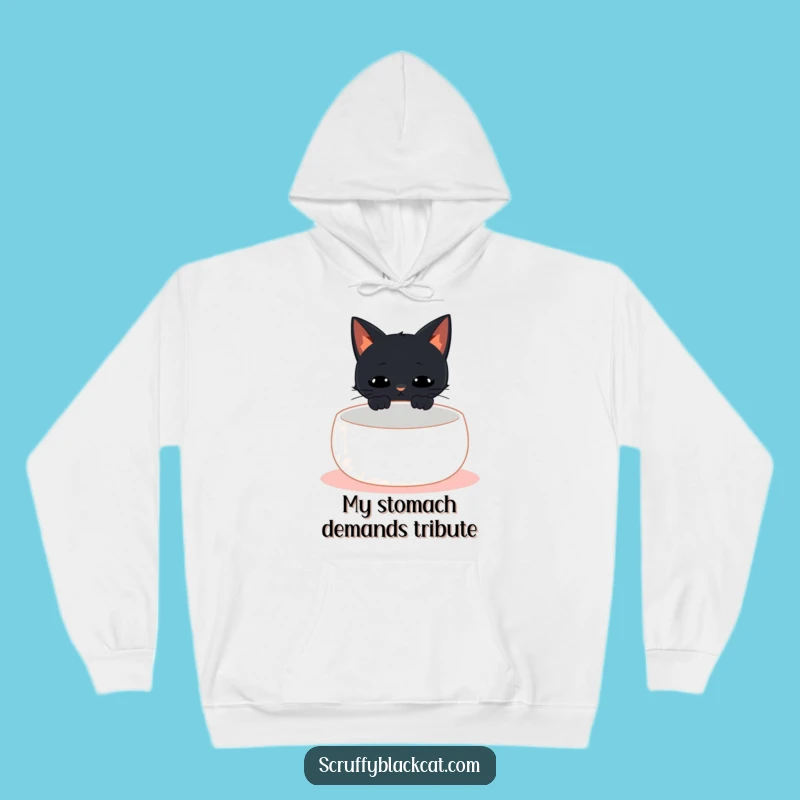 Funny Empty Bowl Cat Meow Hoodie - Cozy & Hilarious Cat Hunger Gift
