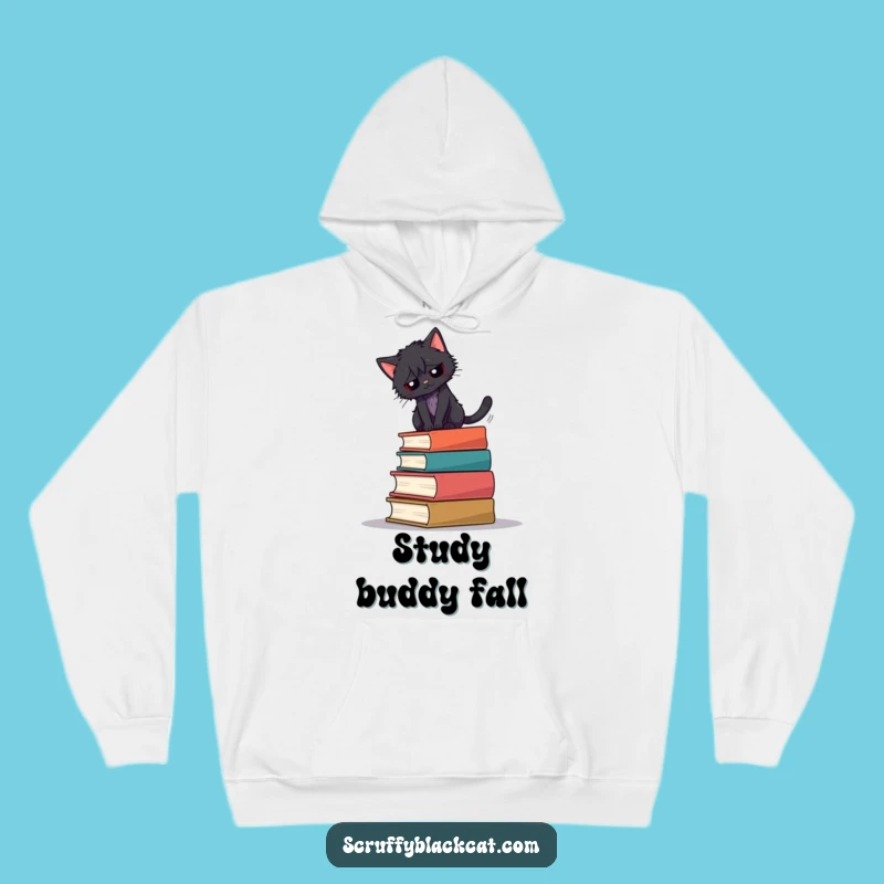 Funny Book Cat Balance Hoodie: Cozy Gift for Feline Reading Enthusiasts