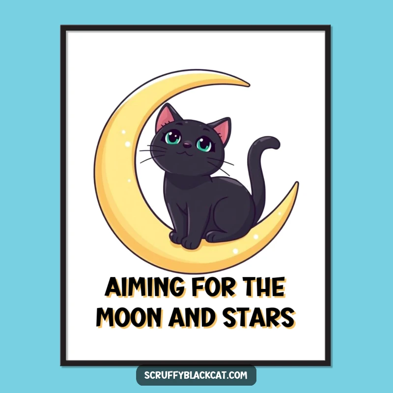 Free Printable Moon Cat Wall Art - Celestial Downloadable Decor for Dreamers