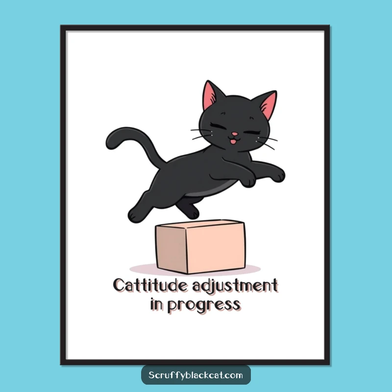 Funny Free Printable Black Cat Wall Art: Graceful Leap Downloadable Art