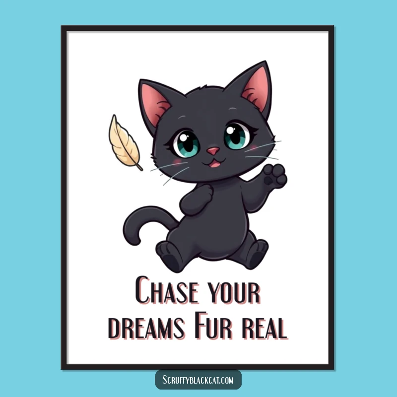 Free Printable Cat Wall Art: Feather Hunt Downloadable Decor