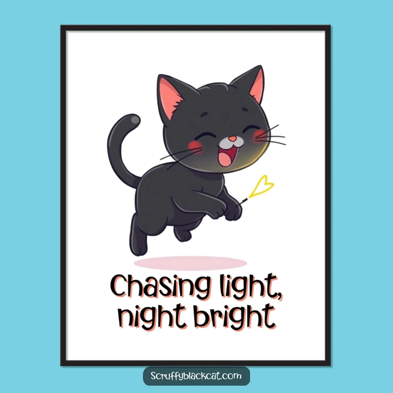Free Printable Wall Art: Cat Firefly Chase - Funny Downloadable Art